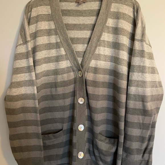 J. Jill Sweaters - J. Jill Gray Ombre Striped Button Cardigan Sweater Size XLarge